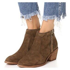Madewell Janice Side Zip Booties Boots Size 10 Leather Brown F5076 2in Heel